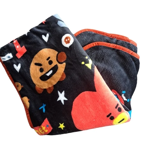 BT21 K pop band Anime characters soft fleece throw blanket JAY FRANCO oeko tex - Picture 2 of 9